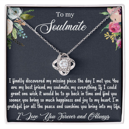 My Soulmate, Beautiful Love Knot Necklace (Yellow & White Gold Variants)