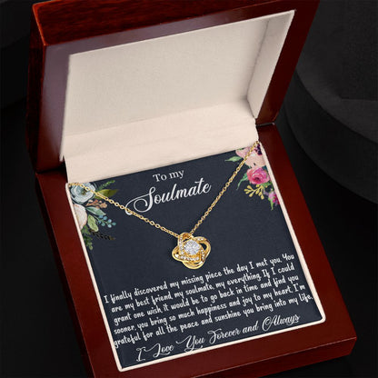My Soulmate, Beautiful Love Knot Necklace (Yellow & White Gold Variants)
